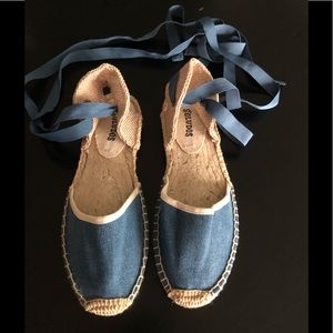 Soludos Denim Tie Up Espadrille Flats